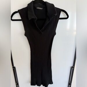 SHEIN Ribbed Sleeveless Collar Dress